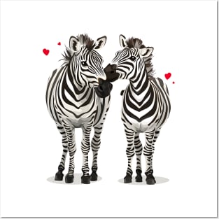 Valentine Cartoon Zebra Couple Posters and Art